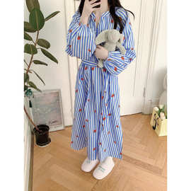 2026春款女睡裙条纹草莓绣花甜美度假风可外穿家居服