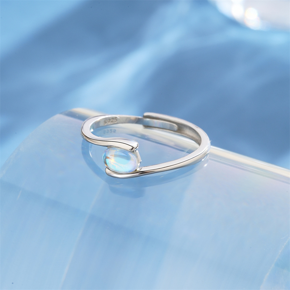 5g Weight Zircon Inlay Material Open Rings Classification Adjustable Ring Size 1 Piece Quantity Holiday, Daily Occasion 925 Sterling Silver Material Geometric Pattern Women's Gender Plating, Inlay Design Sweet Style 925 Sterling Silver Zircon Geometric Open Rings 29