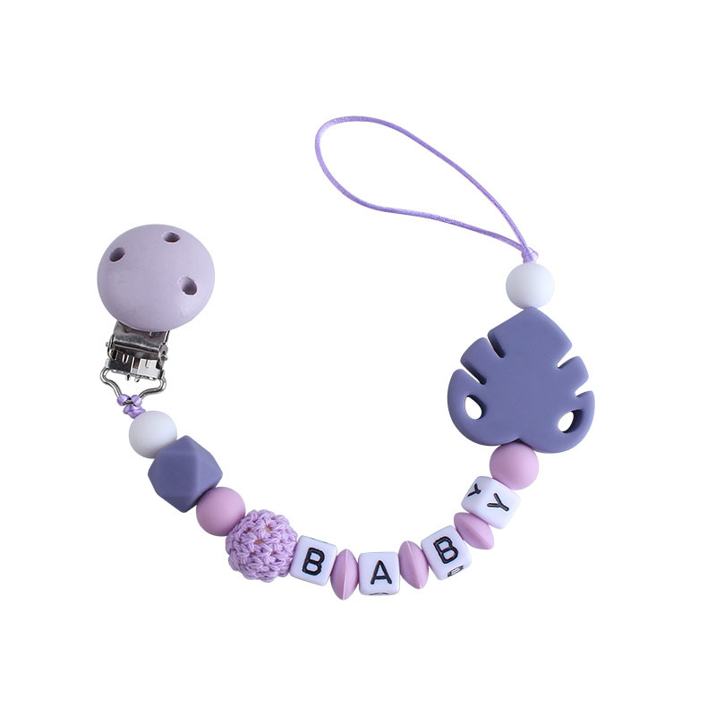 Bebé suministros DIY creativo Hemu chupete clip de nombre del bebé calmante hoja de silicona chupete Cadena de juguete