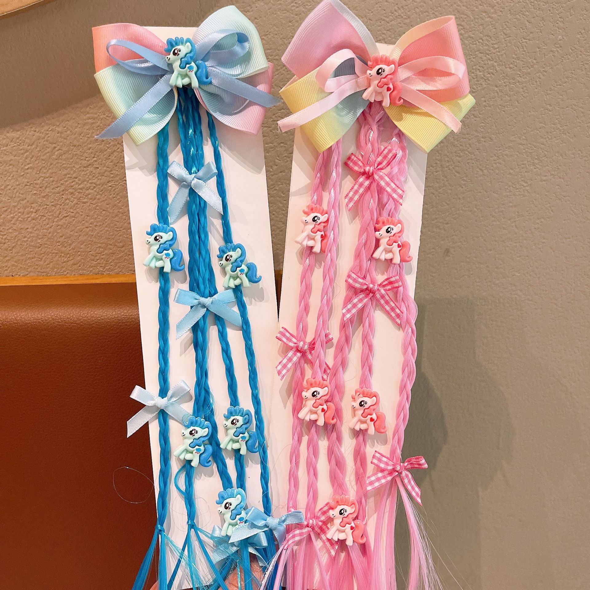 Nuevo niño peluca de cabello de cabello trenzado anillo de cabello chicas lindas paoli trenzado cabello de cola de caballo alta ropa china adornamiento de cabello