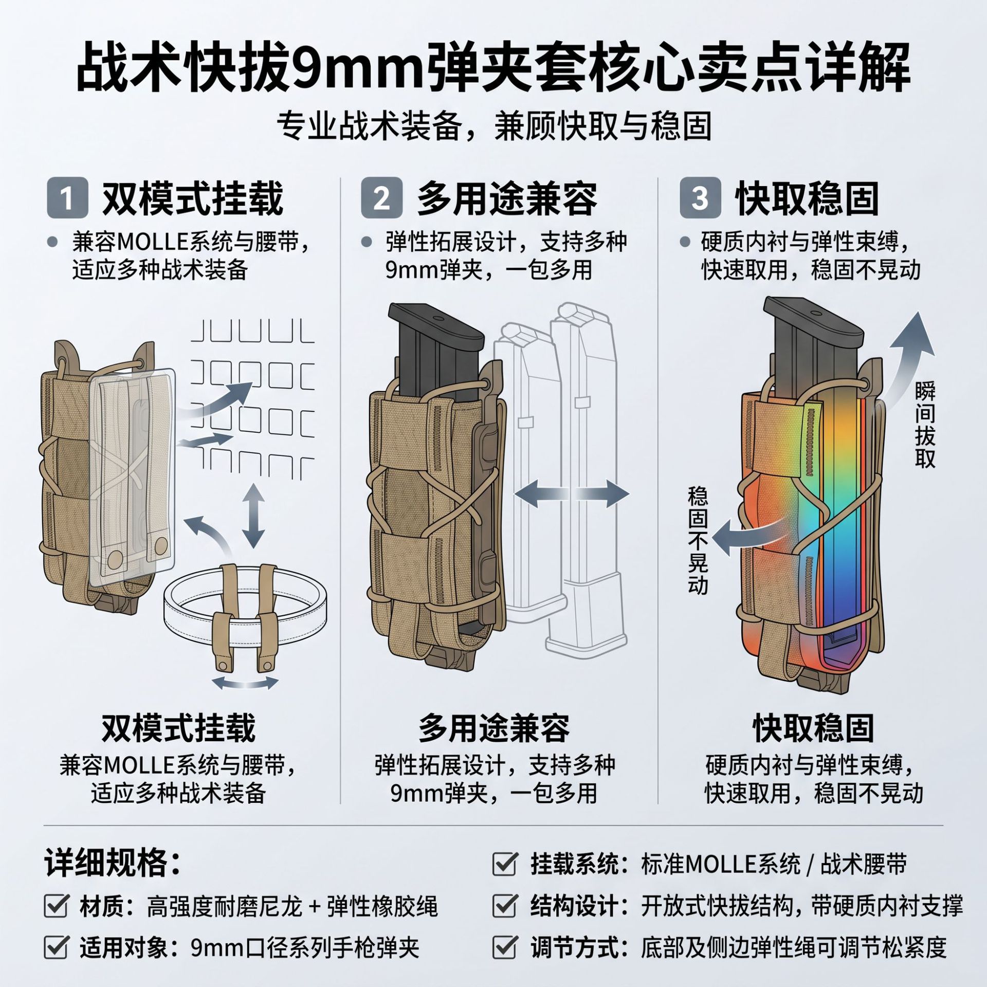 Deporte al aire libre militar 9MM bolsas de clip de bala materiales resistentes al desgarro bolsas de clip de bala tácticas bolsas de camuflaje multifuncionales