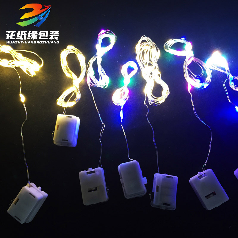 Batería de alambre de cobre luz LED de color luz intermitente luz de la secuencia Cielo Estrellado Habitación decoración de Navidad ramo caja de regalo de cumpleaños