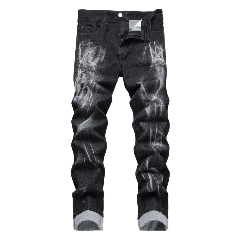 Cross-Border hombres 3D impreso stretch jeans personalidad patrón de moda casual hombres slim fit pantalones de mezclilla