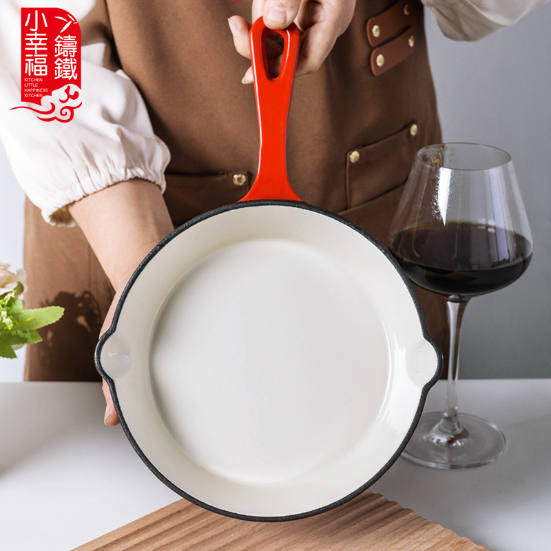 Pequeña Felicidad sartén de hierro fundido sartén antiadherente para el hogar pequeña sartén tortilla bistec Cocina de Inducción estufa de gas universal aplicable