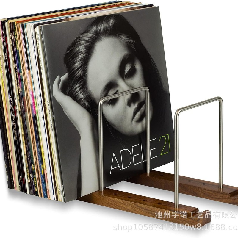 American Retro Wooden Vinyl Record Stand CD Display Stand Old Record Storage Display Stand Iron Record Display Stand