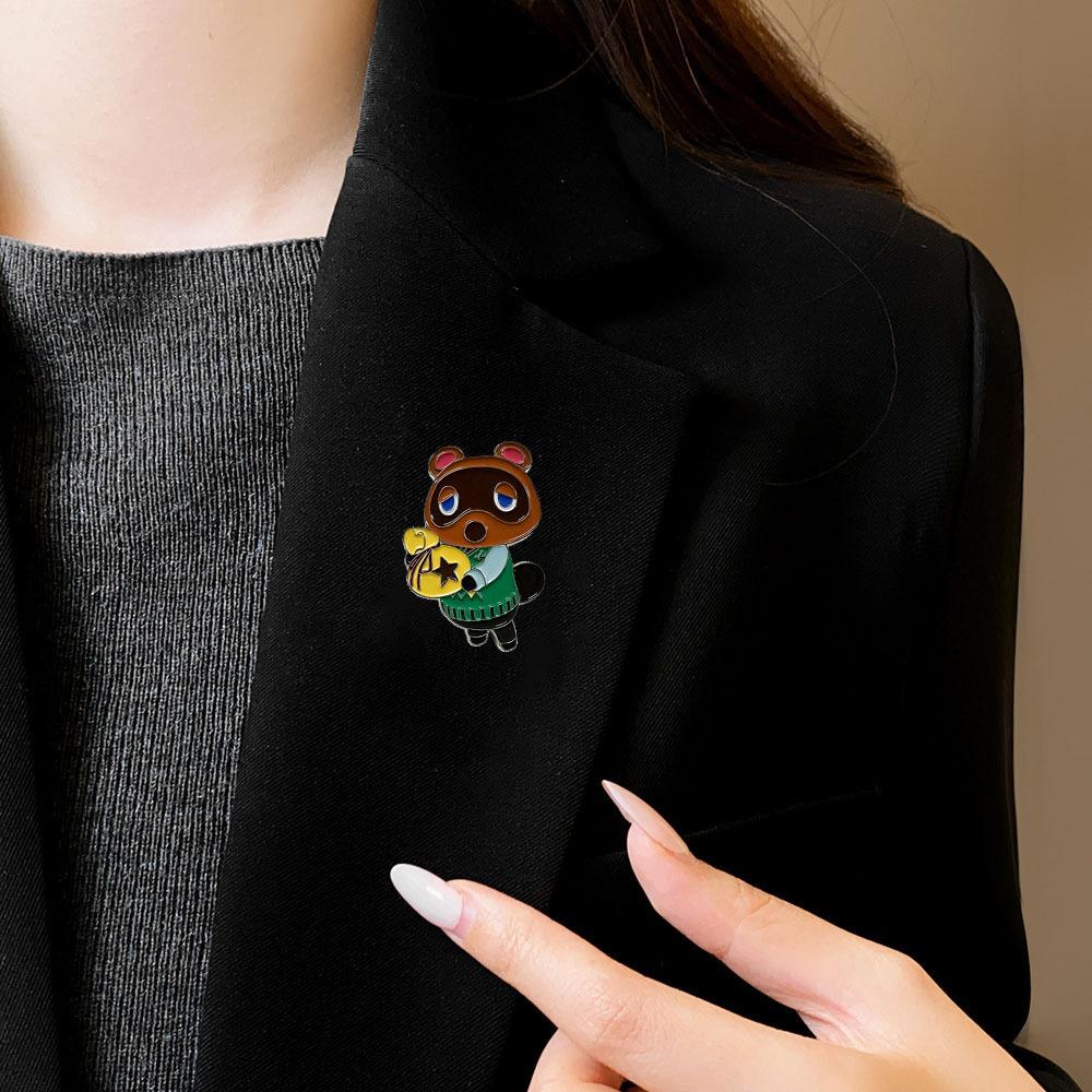 Cute Raccoon Game Character Lapel Enamel Brooch Animal Crossing Collection Badge Game Enthusiast Backpack Accessory