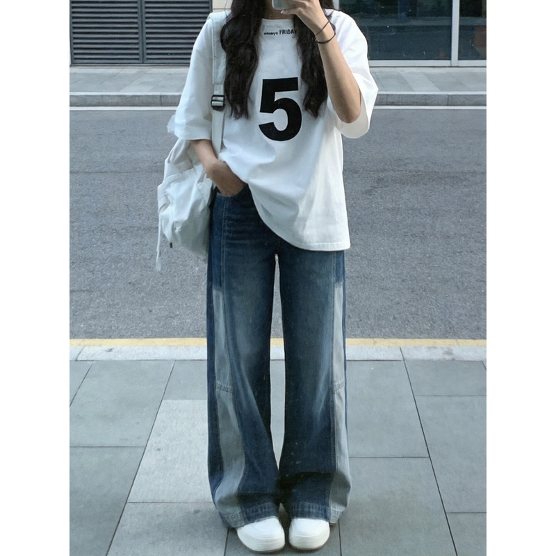 Designed with a Sense of Style, Women's High-Waisted Jeans That Make You Look Slimmer and Longer-Legged, Loose Straight-Leg Pants, Vintage Washed and Distressed Wide-Leg Pants Designed with a Sense of Style, Women's High-Waisted Jeans That Make You Look Slimmer and Longer-Legged, Loose Straight-Leg Pants, Vintage Washed and Distressed Wide-Leg Pants
