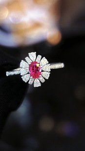 18K Gold Natural High-Quality High-End Jewelry Gemstone Inlaid 30 Points Unfired Ruby Ring Agent One-Click Dropshipping
