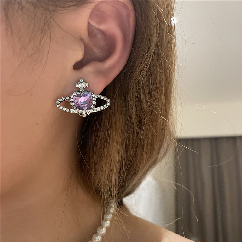 Retro purple gemstone love pearl necklace setpicture3