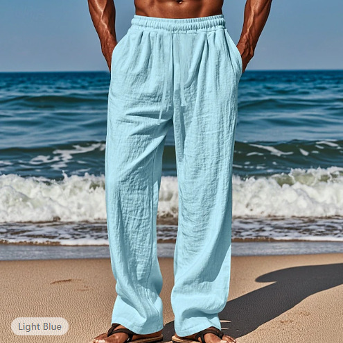 2025 New Hawaiian Summer Men's Trousers Beach Pants Pocket Drawstring Stretch Waist Plain Comfortable Breathable 2025 New Hawaiian Summer Men's Trousers Beach Pants Pocket Drawstring Stretch Waist Plain Comfortable Breathable