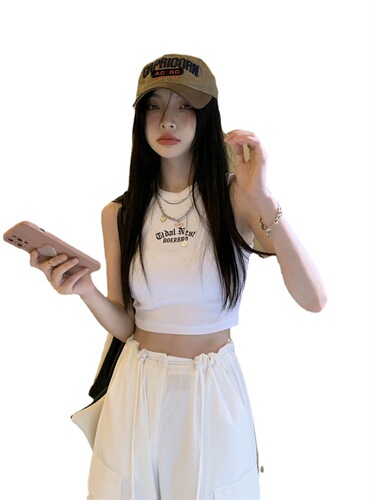 Korean Sweet and Spicy Sleeveless Bodysuit with Cross-Back Design, New Women's Fashionable Short-Sleeve Blouse for Outerwear