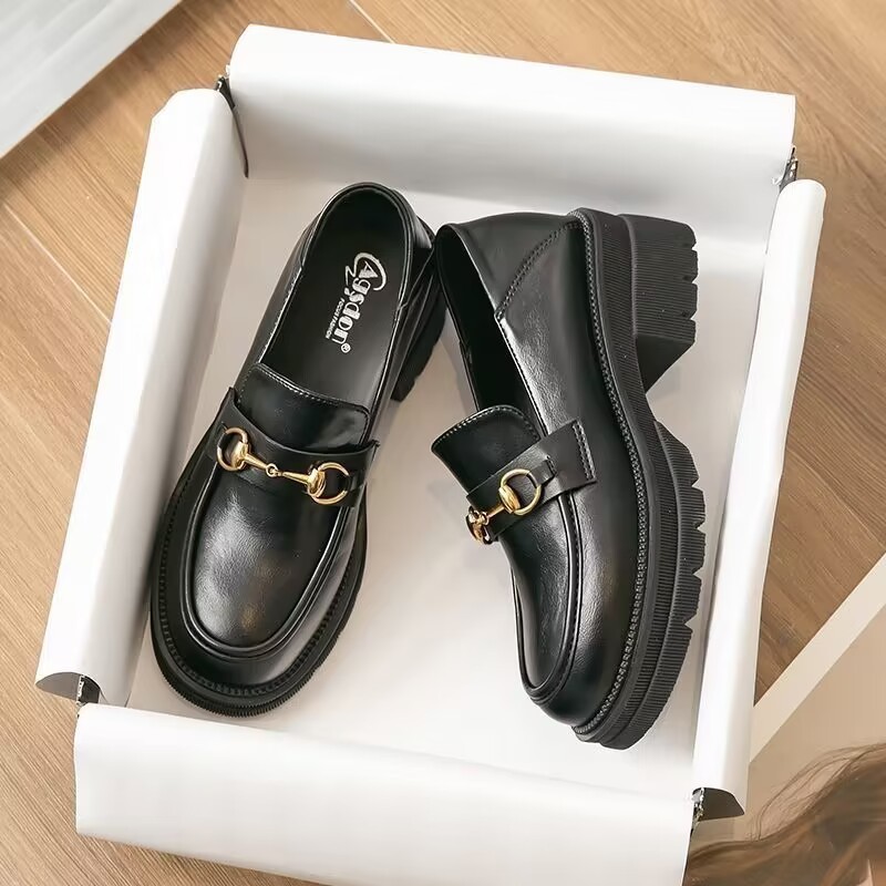 여성의 봄과 가을 2024 봄과 가을 새로운 봄과 가을 싱글 레이어 신발 영국 학술 스타일 로퍼 유행 올 매치