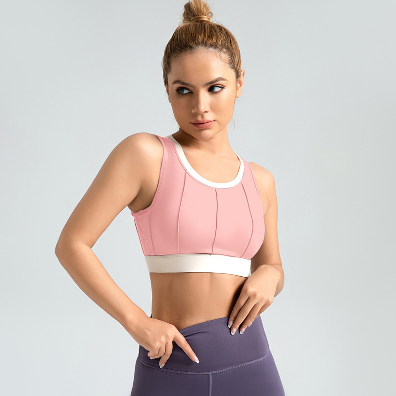 Área transfronteriza vertical color bra de yoga antichoque de alta resistencia fija ropa interior deportiva delgada