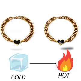 跨境欧美金属几何爱心个性风的热激活魔法手链与定制图片热卖爆款