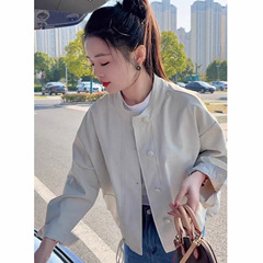 韩版时尚立领工装夹克短款外套女2025春季新款时尚宽松简约牛仔上