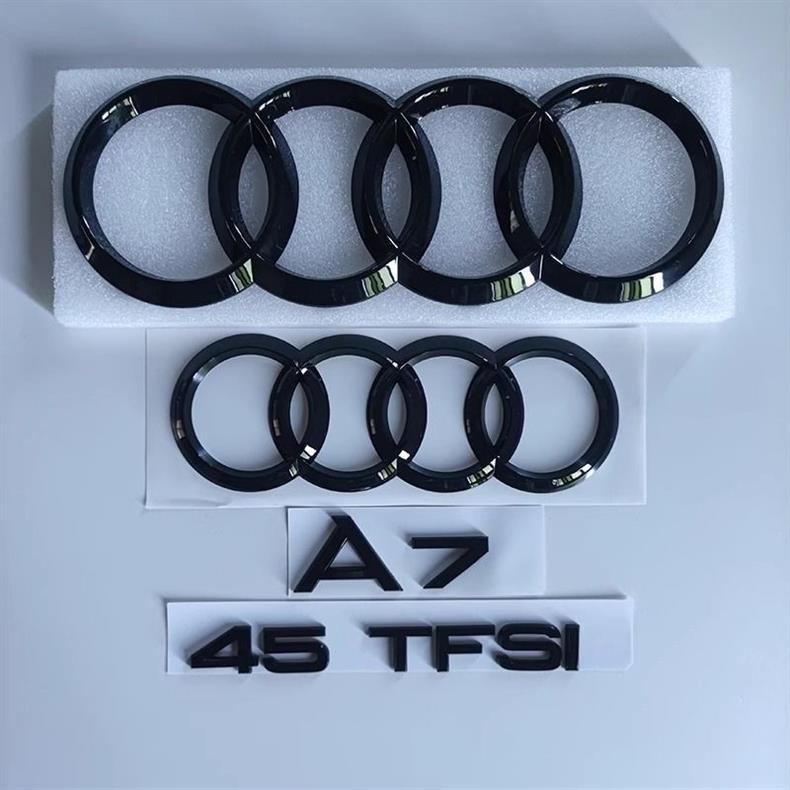 Audi A3 A5 A7 black rear emblem, rear lettering, 45 four-wheel drive, engine displacement lettering, grille emblem, four-ring emblem, modification
