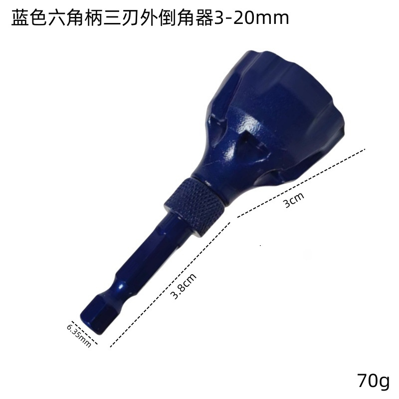 Dispositivo de biselado redondo desbarbado de metal de tres cuchillas de pulido nueva aleación hoja de rosca de esquina herramienta de taladro eléctrico