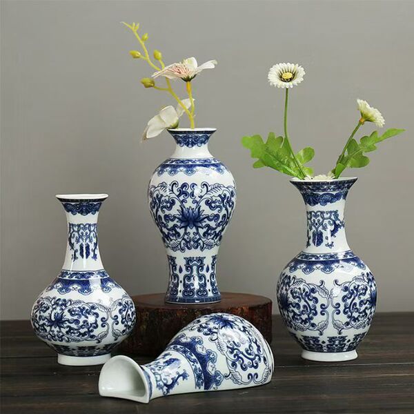 Chinese -style Zen Wall Bottle Blue and white porcelain vase…