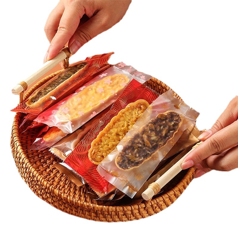 Clásico tipo barco de arroz glutinoso embalaje rectangular máquina de hornear bolsa de sellado en stock fábrica al por mayor bolsa de embalaje de piruletas