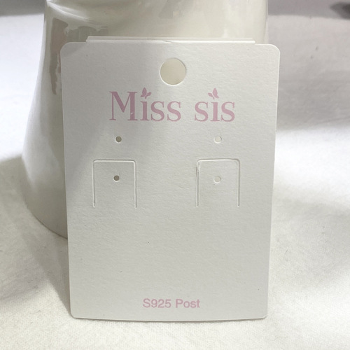 Earring Hook Card with C-Ring Accessory Packaging Card Plastic Bend Hook Sticker LOGO Foil Pink Gold