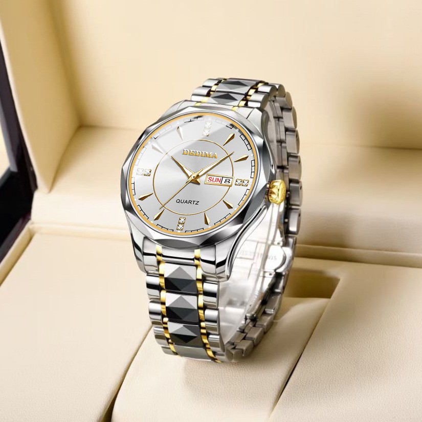 100g Weight Tempered Glass Mirror Material Stainless Steel Strap Material Watch Classification Pointer Display Type Butterfly Double Snap Buckle Style Round Dial Shape Business, Daily Occasion Quartz Movement Color Block Pattern Men's Gender Elegant, Classic Style Style Elegant Classic Style Color Block Butterfly Double Snap Quartz Watch Men's Watches 4