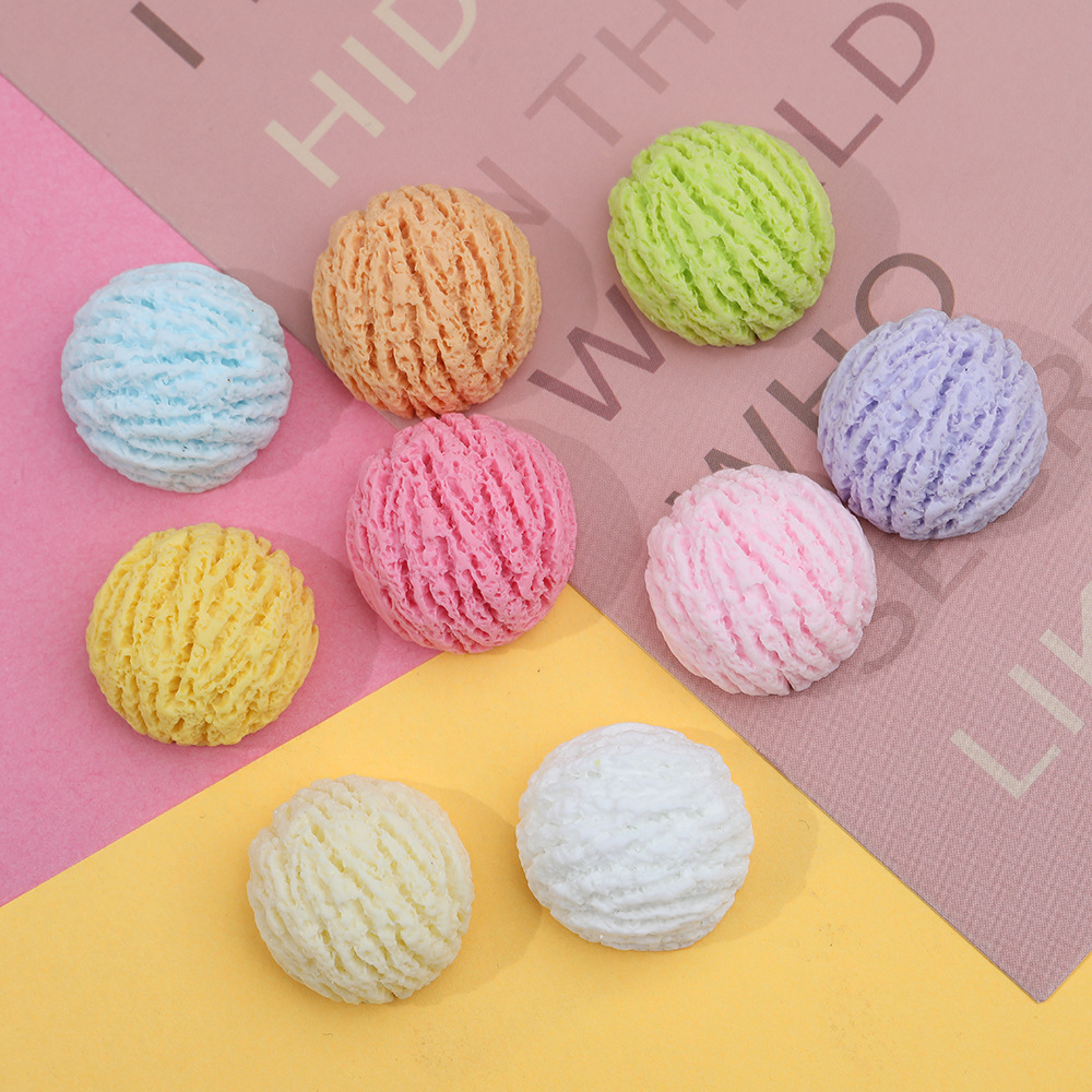 Macaron color helado bola resina accesorios DIY accesorios para el cabello teléfono móvil Shell simulación postre bola al por mayor