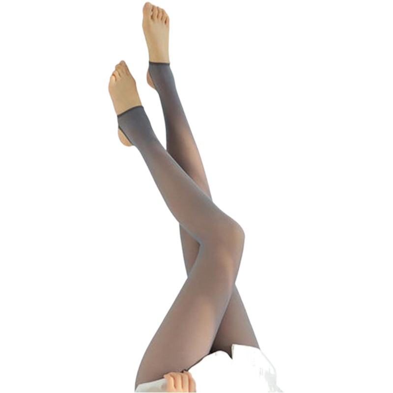 秋冬の新型のベルベットは肌を厚くしてズボンの女性の大きいサイズの空姉の灰色の偽の透肉の一体の靴下のズボンを越えます。