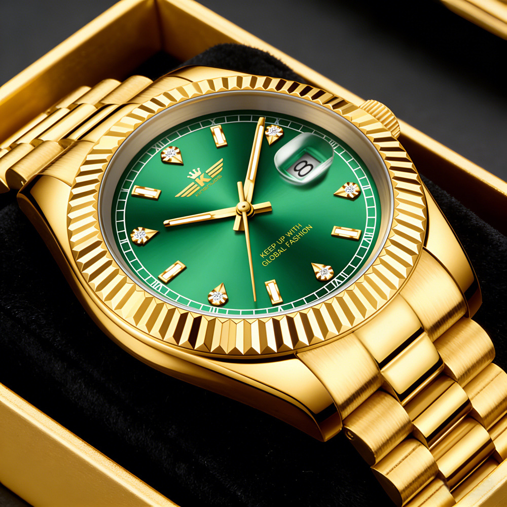 2026 New Cross-Border Elegant Men's Steel Band Calendar Luminous Waterproof Watch with Roman Numeral Scale, Dropshipping Available