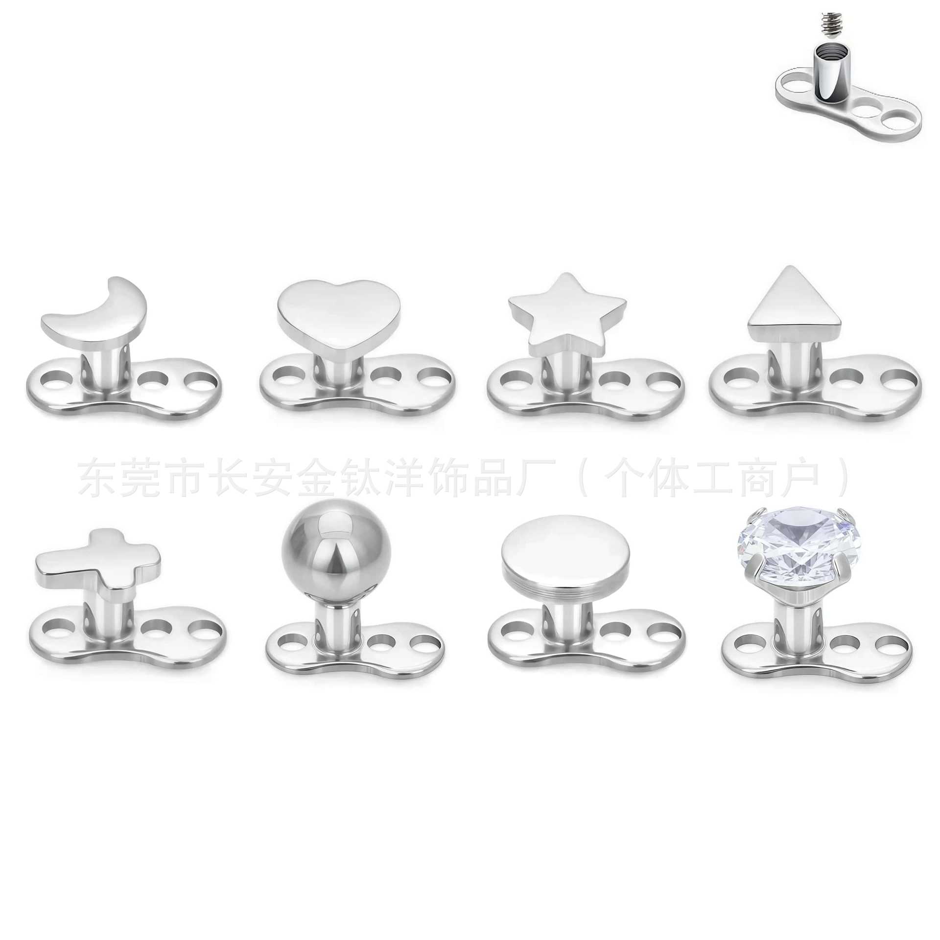F136 Titanium Moon Heart Cross Star Anchor Point Nail G23 Titanium Alloy Piercing Jewelry detail image 8