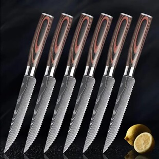 Color wooden handle stainless steel Western food steak knife Western food knife steak pork knife fruit knife meat knife in stock