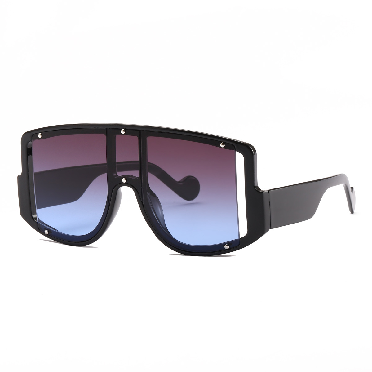 Nuevas gafas de sol punk de una sola pieza 8263 gafas de sol de remache de moda europea y americana gafas de sol de Marco grande transfronterizo de las mujeres