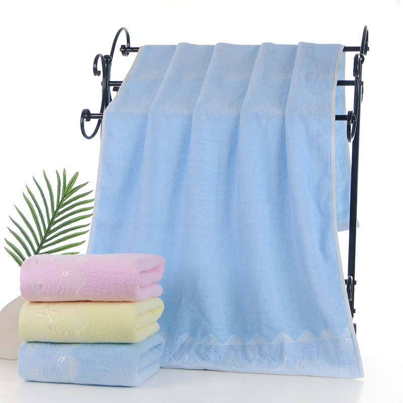 Super Absorbent Pure Cotton Bath Towel Plain Colour Water Cube_voghion.com
