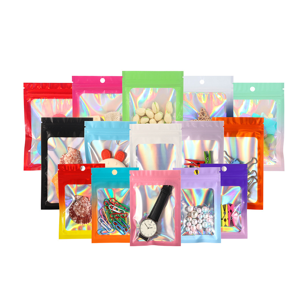 Bolsa ziplock de color láser, bolsa autoadhesiva, bolsa ziplock, bolsa de embalaje, bolsa de accesorios, bolsa de papel de aluminio, bolsa aluminizada, bolsa de plástico Symphony