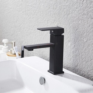 Factory direct supply stainless steel square washbasin hot and cold faucet paint bathroom basin faucet square single hole