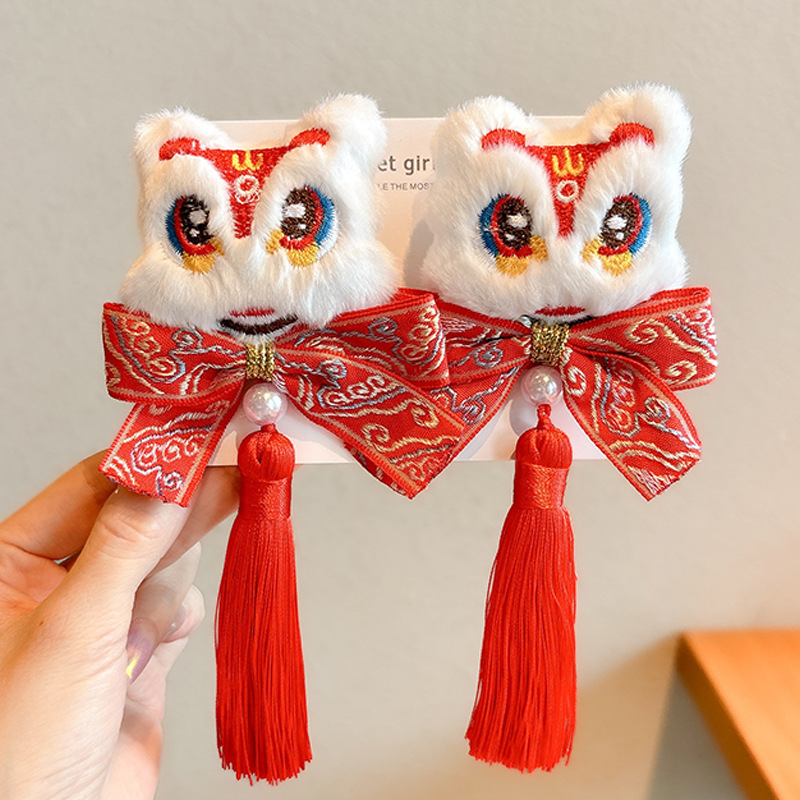 Año Nuevo accesorios para el cabello para niños arco de bordilla pinzas de cabello para niñas vestidos festivos vestidos chinos toques de cabello para niñas joyas de tarjetas de cabello