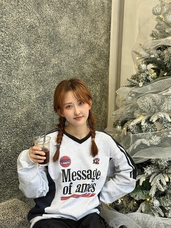 现货韩国Ames卫衣尹净汉同款美式复古V领球衣宽松男女情侣秋冬款|undefined