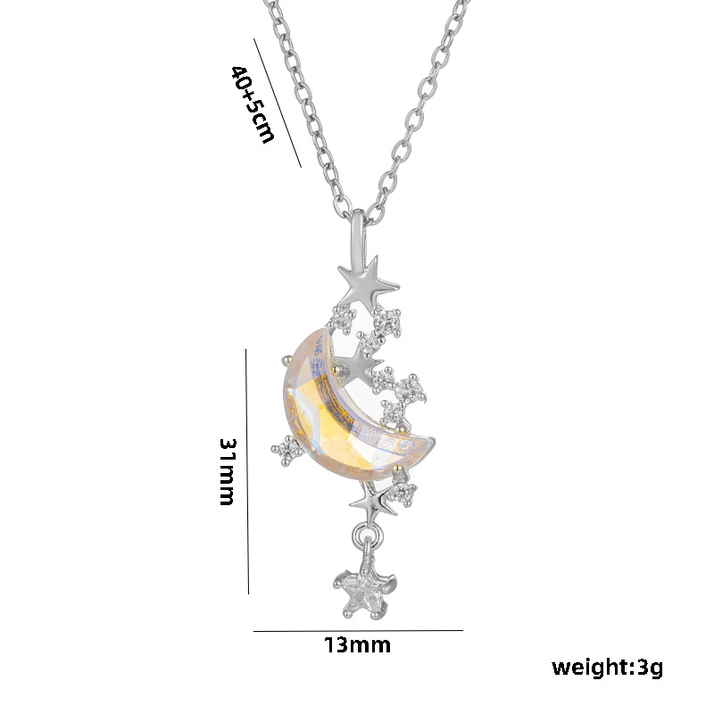 Collana con pendente a forma di luna e stelle per donna argento_voghion.com