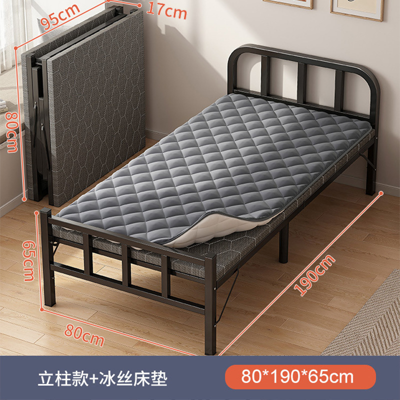 Cama plegable Hogar individual Multifuncional Cama de almuerzo de 1,2 m Casa de alquiler para adultos Oficina Placa dura Cama de hierro Acompañado