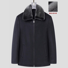 整貂水貂内胆派克服男中长款翻领皮草尼克服羊毛大衣呢子外套冬季