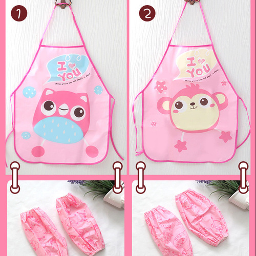 Cartoon children's apron painting waterproof painting sleeves 3-6 years old kindergarten baby EVA eating apron set