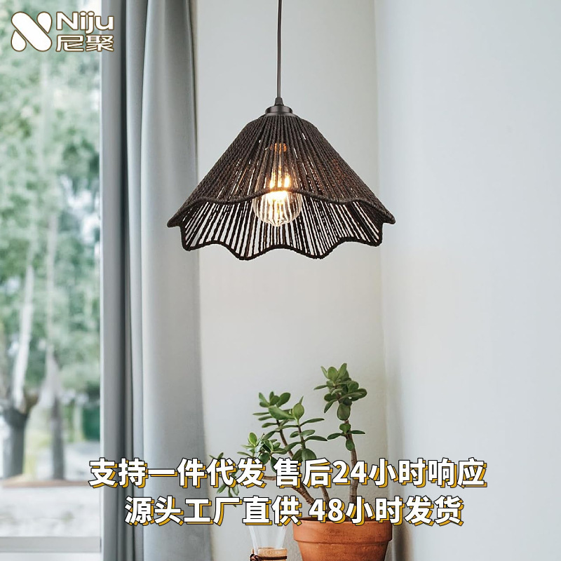 French-Style Minimalist Ceiling Lampshade for Indoor Home Decoration, Hot Pot Restaurant, Wabi-Sabi Style, Round Study Room, Guesthouse, Bar Counter Lighting Decoration