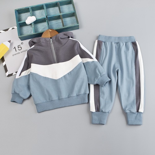 Children's suit set with long-sleeved zipper jacket and pants