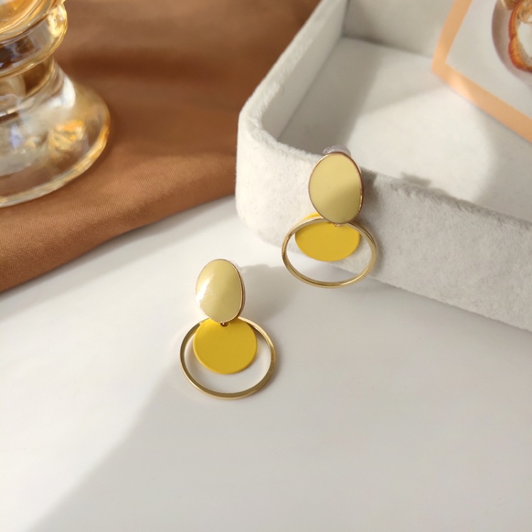 6g Weight Earrings Event & Party Supplies Fashion Round Alloy Enamel Stoving Varnish Drop Earrings