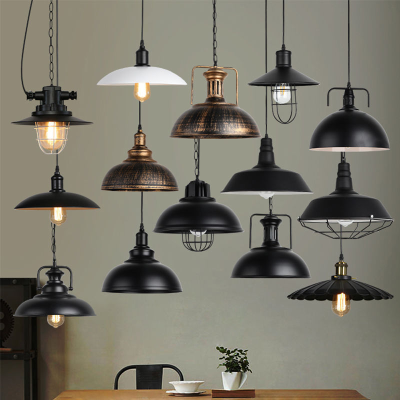 American milk tea shop pot cover chandelier restaurant vintage industrial style iron lampshade coffee shop hot pot shop bar lamps American milk tea shop pot cover chandelier restaurant vintage industrial style iron lampshade coffee shop hot pot shop bar lamps