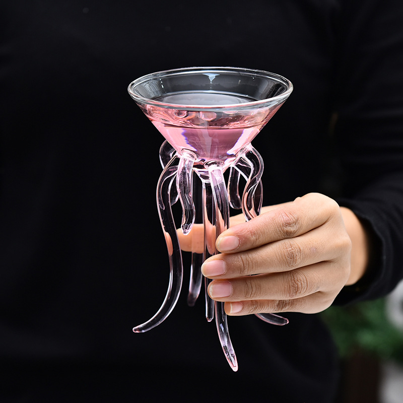 Creativo de vidrio de borosilicato pulpo taza medusas taza cóctel taza bebida Copa fábrica al por mayor