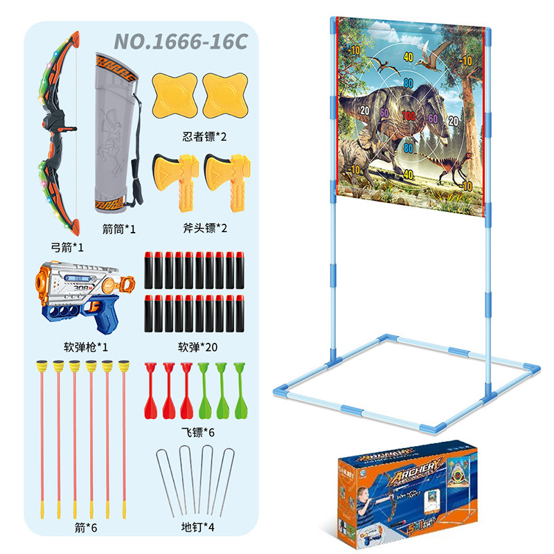 deportes infantiles transfronterizos, arco y flecha, dinosaurios, tiburones, fútbol, lanzamiento con arrowbox, juguetes interactivos para padres e hijos en interiores y al aire libre