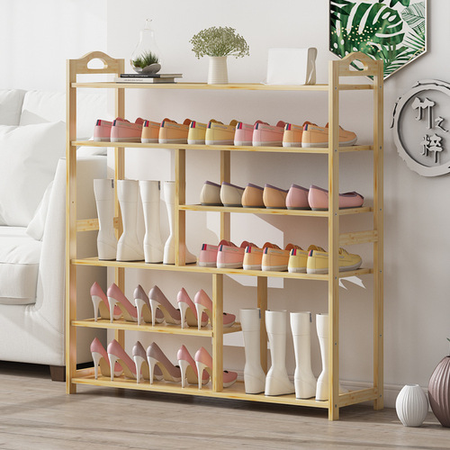 Shoe rack shoe cabinet simple multi-layer dust-proof household door storage artifact solid wood economical storage rack for dormitory use