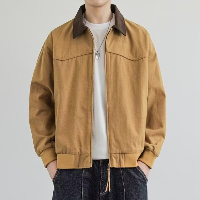 American Retro Color-Blocked Collar Workwear Detroit Jacket Men's Cleanfit Casual Loose Versatile Lapel Jacket Women American Retro Color-Blocked Collar Workwear Detroit Jacket Men's Cleanfit Casual Loose Versatile Lapel Jacket Women