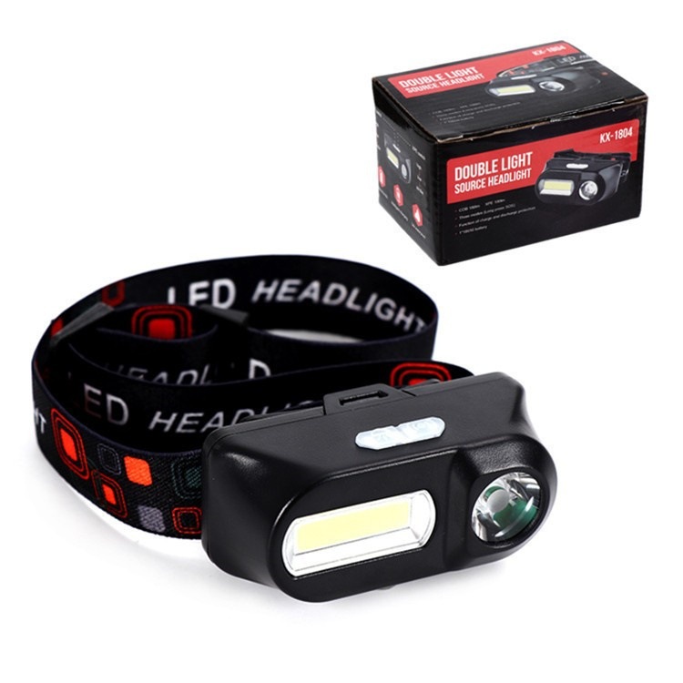 Multifunctional USB Interface Rechargeable Headlight Cob Outdoor Emergency Head-Mounted Flashlight 18650 Battery Fishing Light