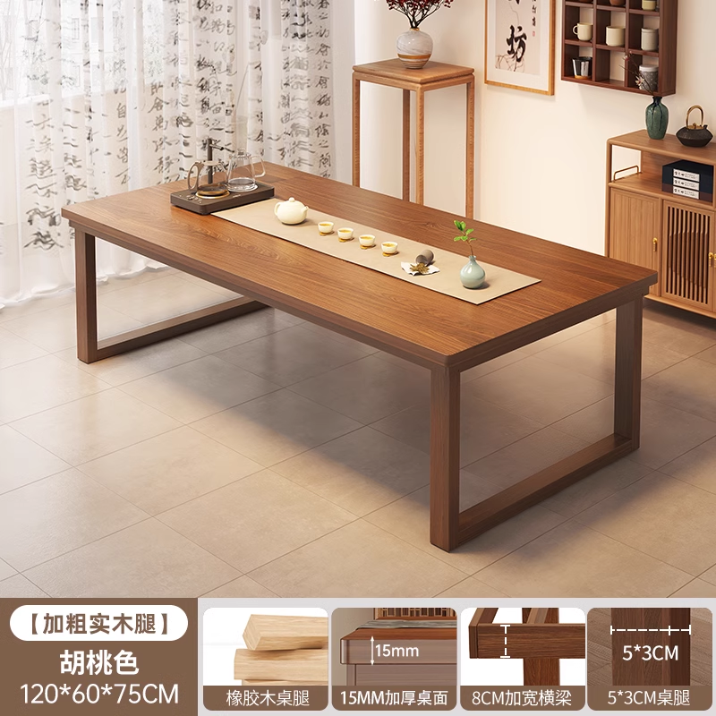 Mesa de comedor de madera sólida, mesa de comedor rectangular de doble capa, mesa de negociación doméstica, combinación de mesa de comedor y silla de madera